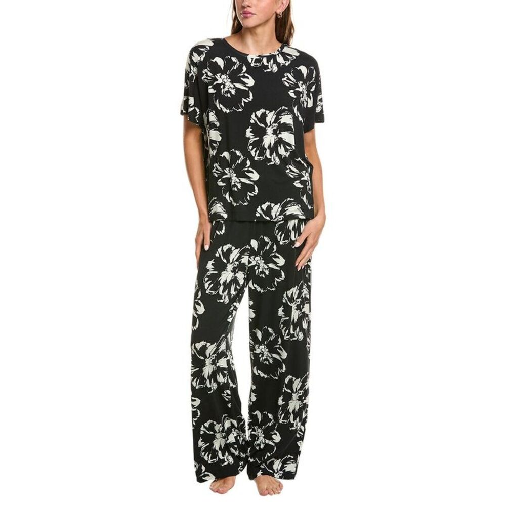 Sanctuary Womens 2Pc Long Pajama Set, Black
